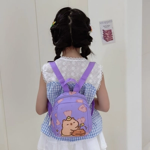 Toddler purple backpack with cute capybara print and comfortable shoulder straps