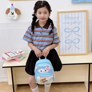 Cute cartoon blue backpack with sheep and sequin guitar for children and toddlers