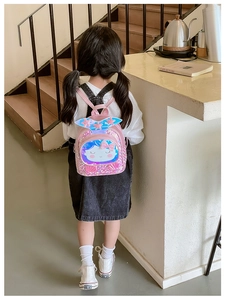 Sac à dos rose pour enfants avec paillettes, nageoire de sirène et motifs étoiles