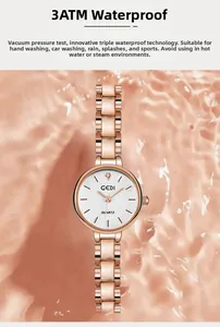 Detailed view of white textured dial with rhinestone marker on 3ATM waterproof watch