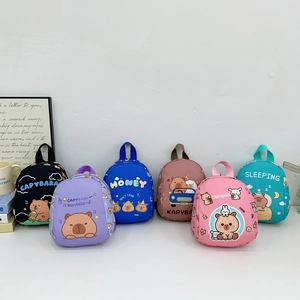 Cute Cartoon Capybara Kids Mini Backpack Nylon Lightweight Breathable School Bag For Toddlers Boys Girls Kindergarten