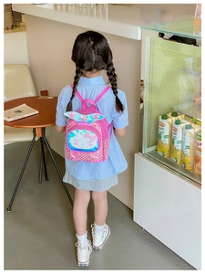 Sac à dos rose à paillettes pour enfants, motif sirène avec étoile de mer et coquillage