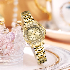 Women's Fashion Luxury Rhinestone Quartz Watch Stainless Steel Alloy Bracelet Waterproof Oval Dial Dress Watch Jewelry