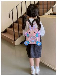 Pink sequin toddler backpack featuring 3D butterfly wings and cute rabbit ears details