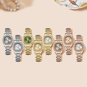 Elegant collection of rhinestone-encrusted quartz watches with colorful metal bands
