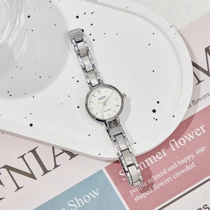 GEDI vintage silver-toned alloy bracelet watch for women with quartz movement and diamonds