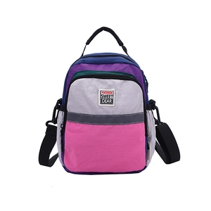 Kids' colorful contrast panel backpack with reflective strip and adjustable straps