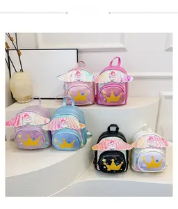 Série de sacs à dos holographiques pour enfants avec ailes d'ange et paillettes
