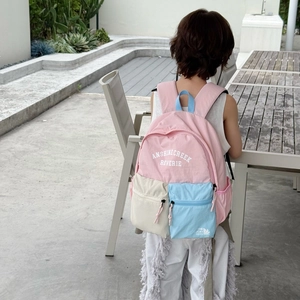 Kids large-capacity backpack with pink contrast colors and stylish lettering