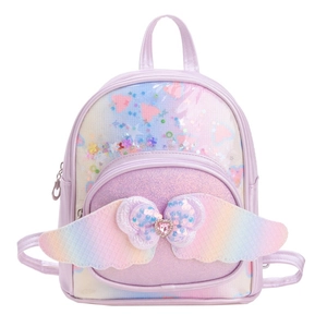 Cute sequined preschool backpack with butterfly wings and heart detail for girls