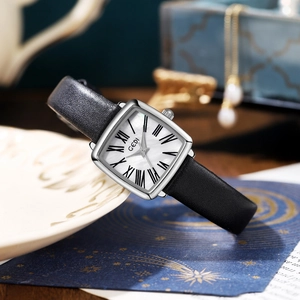 Orologio Al Quarzo Da Donna Madreperla Quadrante Quadrato Numeri Romani Cinturino In Pelle Elegante Retrò Impermeabile
