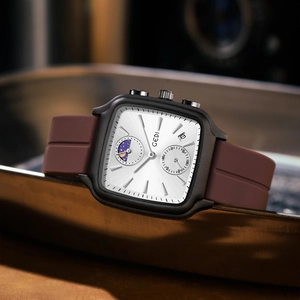 Montre À Quartz Carrée Mode Phase De Lune Calendrier Étanche Bracelet En Silicone Boucle Magnétique Sport Business