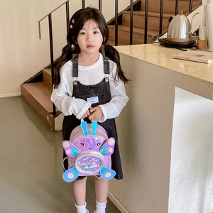 Cute purple sequin butterfly toddler backpack for girls featuring shiny wings and glitter