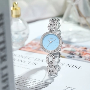 Women Bracelet Watch Quartz Analog Elegant Minimalist Round Dial Alloy Chain Link Fashion Wristwatch For Ladies