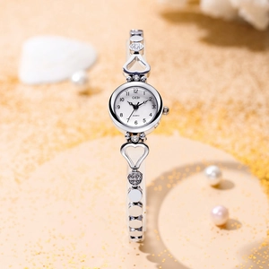 Montre À Quartz Pour Femme Alliage Bracelet En Forme De Cœur Creux Strass Élégant Luxe Accessoire De Mode