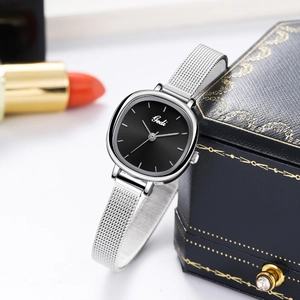 Women Fashion Quartz Watch Stainless Steel Mesh Strap Waterproof Elegant Cushion Shaped Dial Simple Ladies Wristwatch