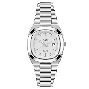 Women Wristwatch Quartz Movement Stainless Steel Strap Day Date Display Waterproof Tonneau Case Elegant Fashionable