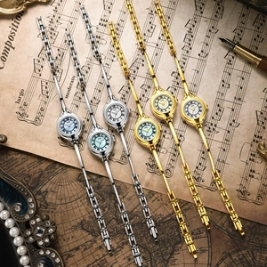 Elegant vintage small gold bracelet watch with colorful dials and quartz movement for women