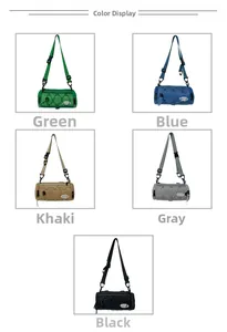 Cinq couleurs de sacs cylindres pour enfants avec bandoulières et cordons élastiques