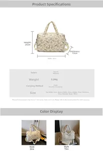 Detailed size guide and specifications for the floral quilted diaper travel tote bag