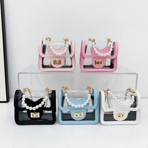 Mini Sac À Main Transparent En PVC Pour Filles Avec Poignée En Künstliche Perles Et Chaîne En Métal Décor De Cœur