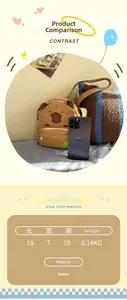 Spécifications de taille du sac Capybara en nylon: 18x7x19cm avec un poids de 0,14kg