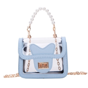 Sac transparent en PVC pour filles avec anse en perles et oreilles de chat