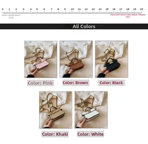 Mini chain handbag for kids in pink, brown, black, khaki, and white color options