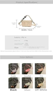 Détail du mini sac nuage plissé avec poignée cœur perle et comparaison de couleurs