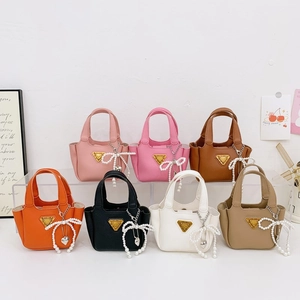 Mini Borsa A Tracolla Per Bambini Pelle PU Trama Litchi Decorazione Fiocco Perla Artificial Piccola Borsa A Mano Moda Per Ragazze