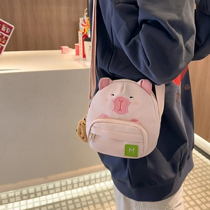 Sac bandoulière cochon rose mignon avec porte-clés ours pour femmes en voyage