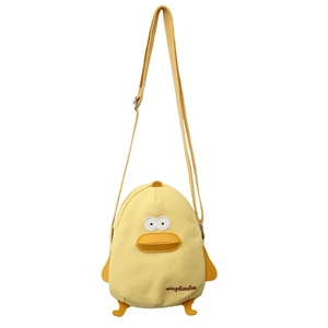Cute yellow canvas duck crossbody bag for women with adjustable strap and 3D features