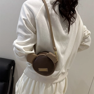 Graziosa borsa a tracolla marrone a forma di orsetto con orecchie da donna stile casual