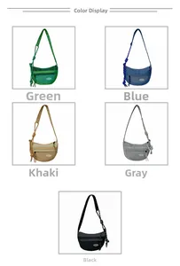 Cinq couleurs disponibles pour ce sac bandoulière en nylon avec nœuds tressés