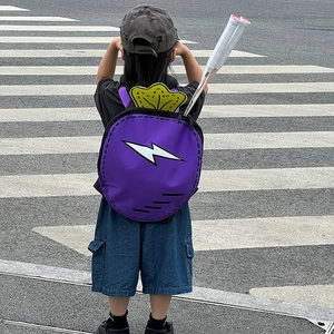 Cute carrot shaped purple kids backpack with lightning pattern for sports rackets