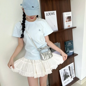 Silver metallic pleated cloud bag with bow and sweet outfit set for girls