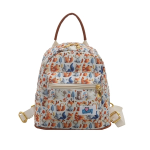 Mini cartoon animal print toddler backpack with fox and bear patterns for preschool travel
