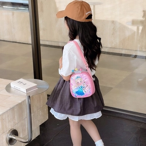 Pink sequin crossbody bag for girls featuring Elsa character and crown decoration