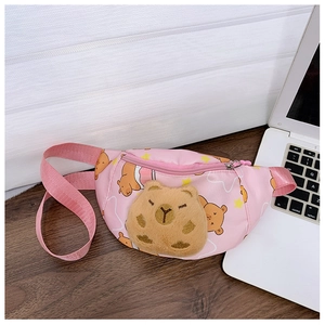 Rosa Capybara Gürteltasche für Kinder mit Plüsch-Patch und verstellbarem Gurtband