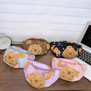 Kinder Cartoon Capybara Gürteltasche Nylon Polyester Crossbody Brusttasche Mit Plüsch Dekoration Für Kleinkinder