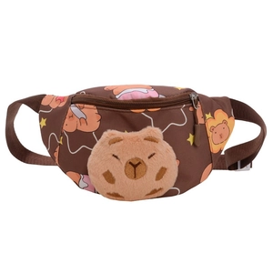 Braune Capybara Gürteltasche für Kinder mit Plüsch-Patch und verstellbarem Gurt