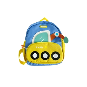 Sac à dos excavatrice pour tout-petit en jaune et bleu vif avec design cartoon