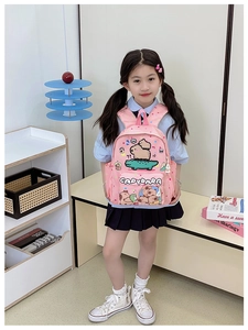 Pink toddler backpack featuring a cute Capybara print and spacious zipper pockets