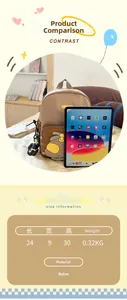Size guide for cute cartoon helicopter backpack made of lightweight nylon material