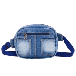 Sac banane en jean pour enfants et parents en bleu délavé avec sangle réglable pratique