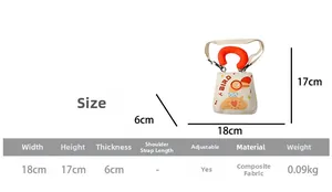 Größentabelle für Kinder-Stofftasche mit Maßen 18x17x6cm und verstellbarem Gurt