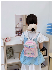 Mini zaino rosa per bambini con fiocco arcobaleno e tasca estiva glitterata