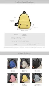 Dimensions détaillées du sac bandoulière léger pour enfants avec six options de couleur