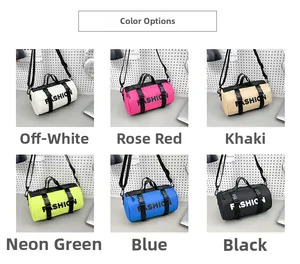 Vue matricielle de sacs bandoulière de sport cylindriques en six couleurs en nylon durable
