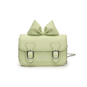 Sac à bandoulière vert clair pour fille avec nœud mignon et bandoulière chaîne